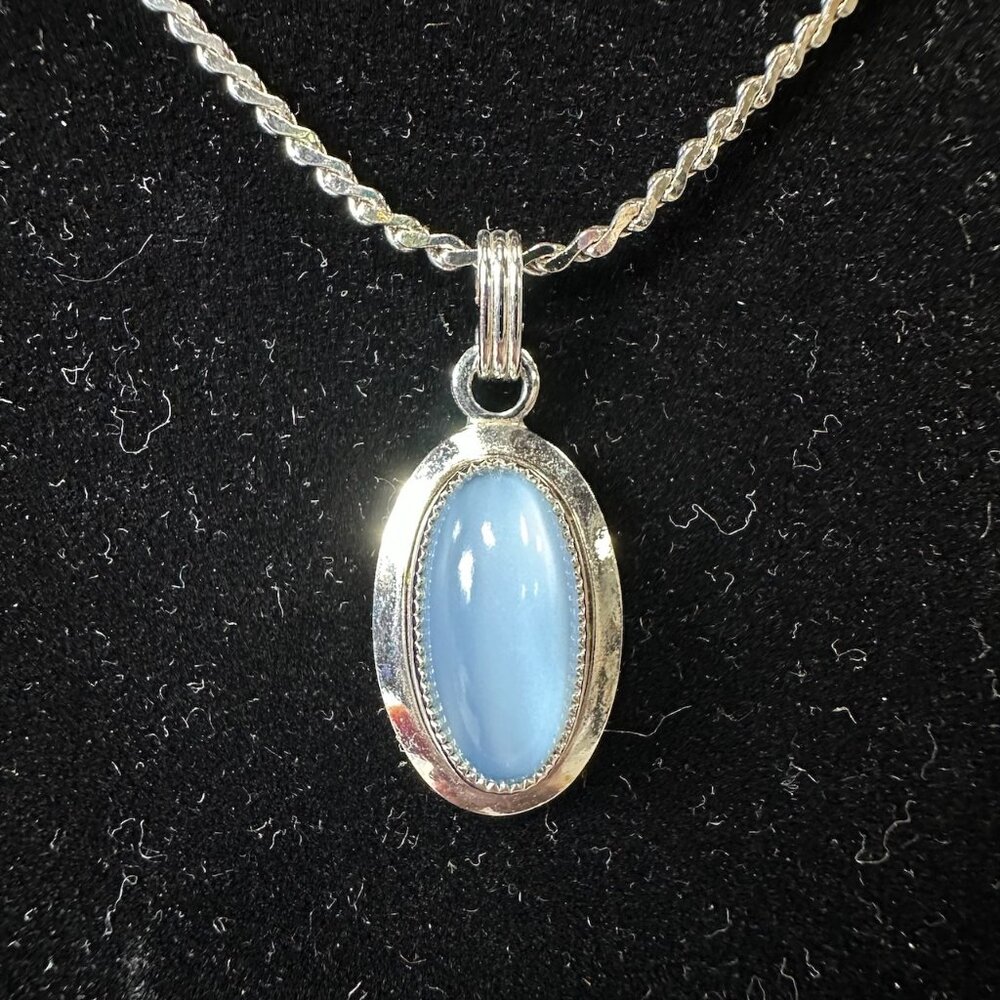 Vintage Light Blue and 12K Gold Filled Pendant Necklace
